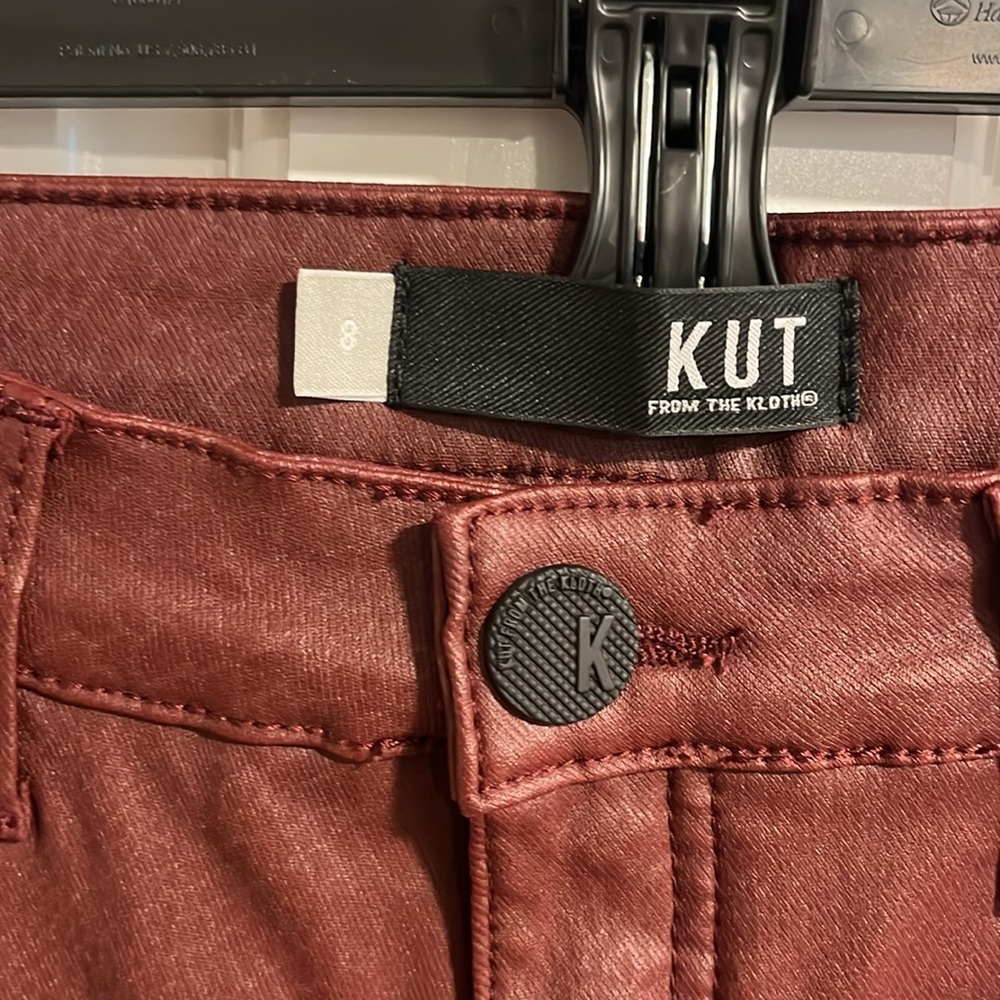 Kut from the Kloth Connie Fab Ab Ankle Skinny Berry Snakeskin Coated Jeans Size8 - Picture 4 of 10